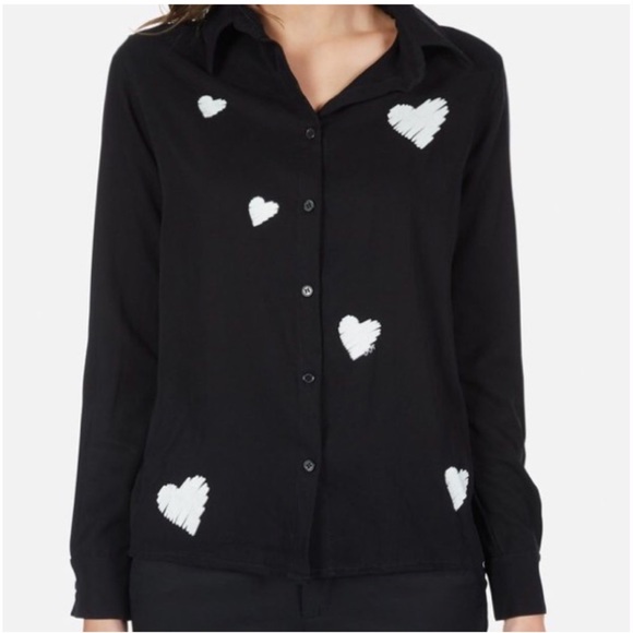New Lauren Moshi Scribble Heart L/S Shirt - Picture 4 of 7